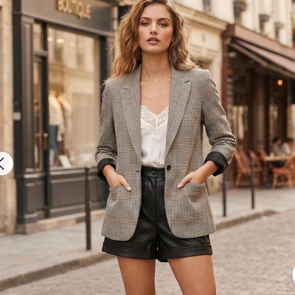 Maje Women's Gray Plaid Blazer